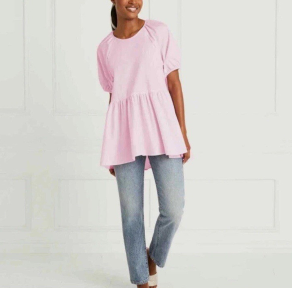 Hill House Shirt Womens Small Pink Short Sleeve Feminine Modest Office Blouse